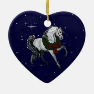 Cœur En Céramique Ornement andalou de coeur de cheval de Noël