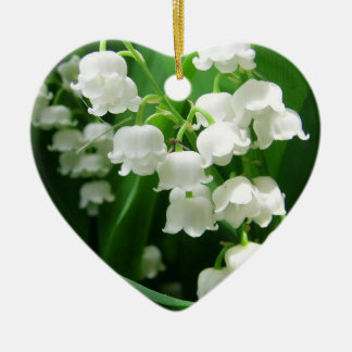 Cœur En Céramique Ornement blanc du muguet