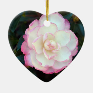 Cœur En Céramique Ornement Camellia-053 incliné par rose