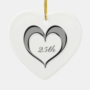 Cœur En Céramique Ornement cardiaque du 25e anniversaire