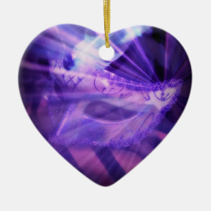 Cœur En Céramique Ornement Cardiaque Mascarade Violet