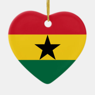 Cœur En Céramique Ornement de coeur de drapeau du Ghana