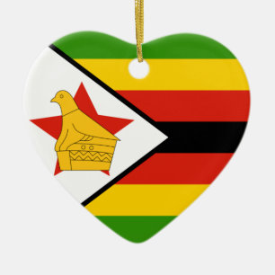 Cœur En Céramique Ornement de coeur de drapeau du Zimbabwe