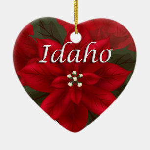 Cœur En Céramique Ornement de gardiens de coeur Idaho Poinsettia