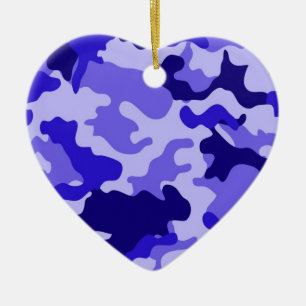 Cœur En Céramique Ornement de T-Shirt camouflage bleu océan