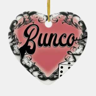 Cœur En Céramique ornement de vacances de tatouage de coeur de bunco