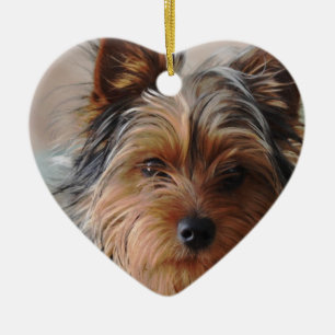 Cœur En Céramique Ornement de Yorkie Terrier