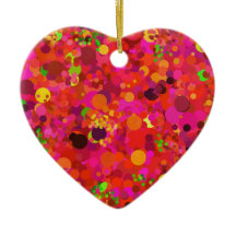 Ornement décoratif rouge vert or et points roses