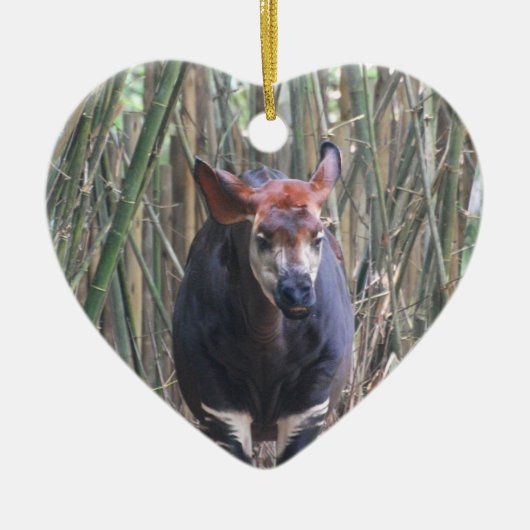 Cœur En Céramique Ornement d'okapi (Devant)