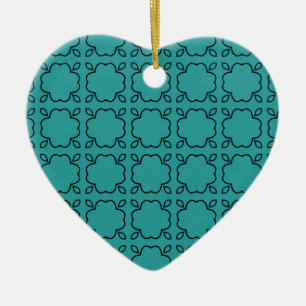Cœur En Céramique Pays Charme Coeur Ornement de Noël, Turquoise