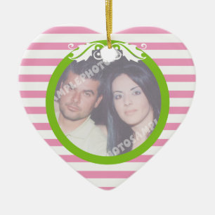 Cœur En Céramique Premier/1er ornement photo mariage de Noël de coup