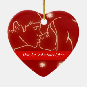 Cœur En Céramique Première Valentines Ornement cardiaque