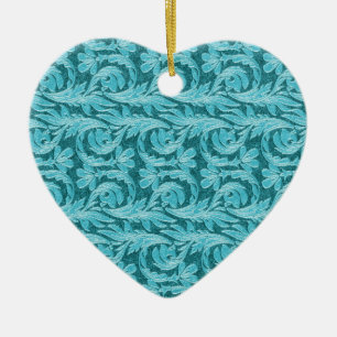 Cœur En Céramique Vagues métalliques, Ornement Turquoise Lt-Heart 2