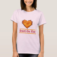 Coeur en feu Word Art Design T-shirt