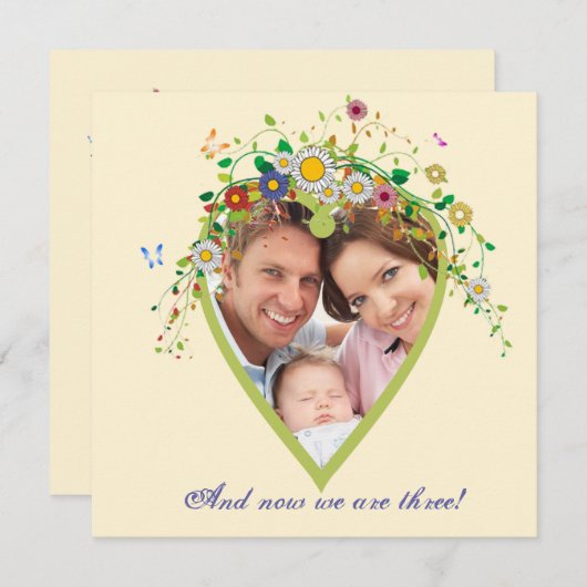 Coeur en fleurs - Faire-part d'adoption de la phot (Devant / Derrière)