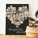 Coeur en forme 36 Photo Collage Love Life Famille<br><div class="desc">Créez votre propre toile enveloppée avec 36 de vos photos préférées. Le modèle photo est mis en place pour créer un collage photo en forme de coeur, affichant vos photos dans un mélange de formats portrait, paysage et instragram carré. Le design a un arrière - plan noir et la légende...</div>