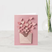 Cœur en papier découpé et fleurs Carte de vœux pou (Devant)