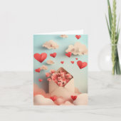 Cœur en papier et carte de vœux de la Saint-Valent (Devant)