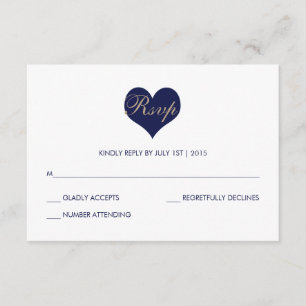 Coeur et bande bleu moderne - Carte RSVP