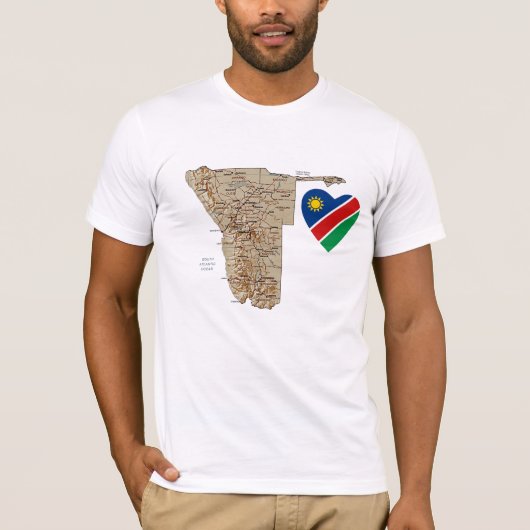Coeur et carte du drapeau de Namibie T-shirt (Devant)