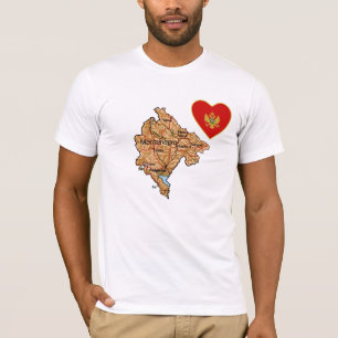 Coeur et carte du drapeau monténégrin T-shirt
