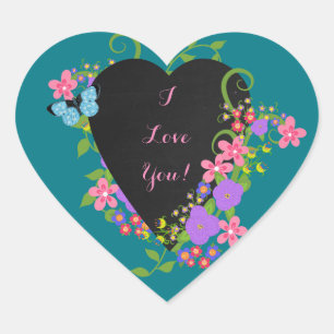 Coeur et fleurs en tableau, Stickers Coeur mignon