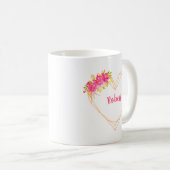 Coeur et fleurs personnalisés Mug romantique (Devant droit)