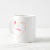 Coeur et fleurs personnalisés Mug romantique (Devant gauche)