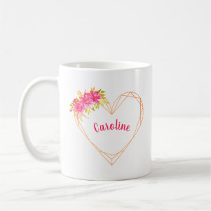 Coeur et fleurs personnalisés Mug romantique