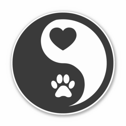 Coeur et Paw Yin Yang Sticker Decal (Devant)
