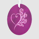 Coeur et Roses stylisés Mauve, effet gaufré (devant)