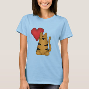 Coeur et T-shirts et cadeaux rayés de chat