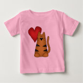 Coeur et T-shirts et cadeaux rayés de chat (Devant)