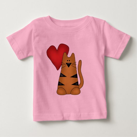 Coeur et T-shirts et cadeaux rayés de chat (Devant)