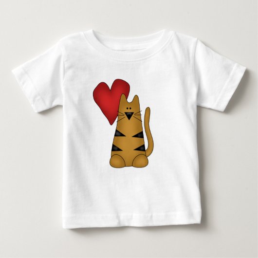 Coeur et T-shirts et cadeaux rayés de chat (Devant)