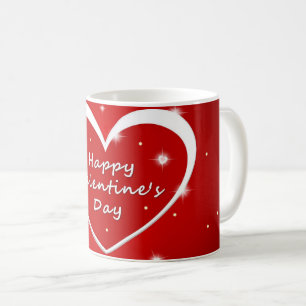 Coeur étincelant rouge et blanc Mug de la Saint-Va