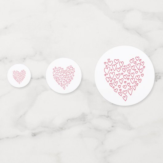 Coeur Fabriqué Avec Les Coeurs Rouges Confetti (Devant)