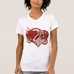 Coeur fait d'engrenages mince T-shirt ajusté