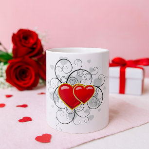 Coeur fantaisie rouge amour café Mug