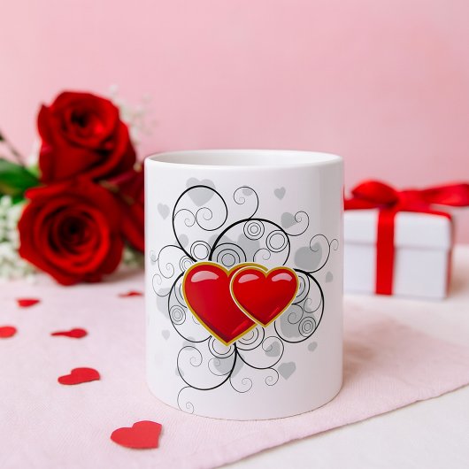 Coeur fantaisie rouge amour café Mug