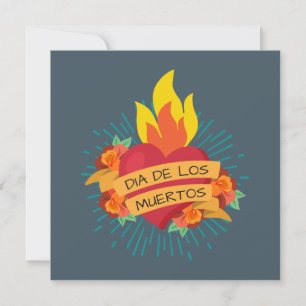 Coeur flamboyant Dia de los Muertos Invitation du 