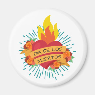Coeur flamboyant Dia de los Muertos   Magnet