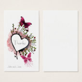 Coeur, fleurs et papillons Carte de remerciements (Devant & derrière)