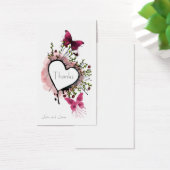Coeur, fleurs et papillons Carte de remerciements (Bureau)