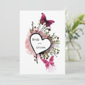 Coeur, fleurs et papillons Invitation (Debout devant)