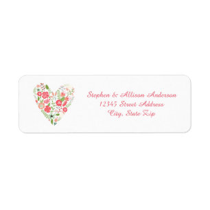 Coeur floral - Étiquettes d'adresse de retour