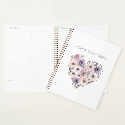 Cœur floral rose violet blanc (Devant avec enveloppe)
