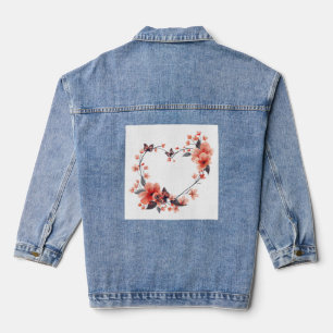 Coeur Flower Femme Mode Denim Veste