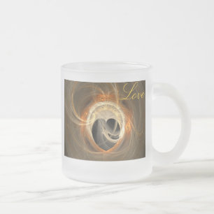 Coeur fractal d'or avec Mug d'amour