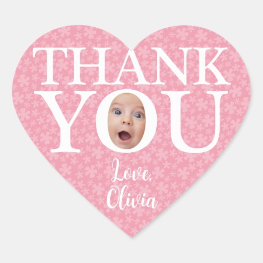 Cœur Funny bébé visage merci Sticker (Devant)